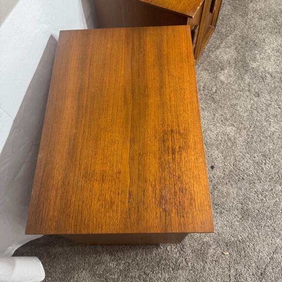 Bassett Mayan Walnut King Headboard Credenza Secretary 2 Nightstands MCM 5 piece - Picture 12 of 16